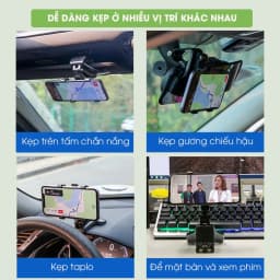 Thumbnail Giá đỡ điện thoại ô tô, kẹp taplo xoay 360 độ kèm bảng số điện thoại, phụ kiện xe hơi Tâm Luân 2