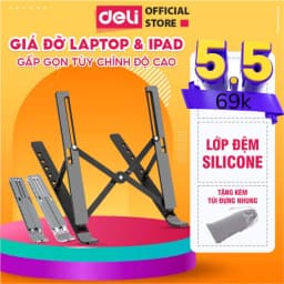 Thumbnail Giá Đỡ Laptop DELI - Hợp Kim Nhôm Điều Chỉnh Độ Cao 6 Nấc Tản Nhiệt Cho Máy Tính Bảng Macbook 1