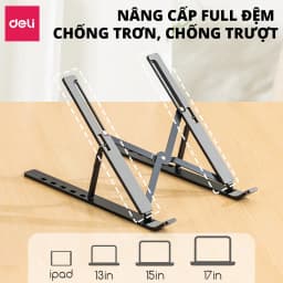 Thumbnail Giá Đỡ Laptop DELI - Hợp Kim Nhôm Điều Chỉnh Độ Cao 6 Nấc Tản Nhiệt Cho Máy Tính Bảng Macbook 2