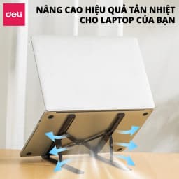 Thumbnail Giá Đỡ Laptop DELI - Hợp Kim Nhôm Điều Chỉnh Độ Cao 6 Nấc Tản Nhiệt Cho Máy Tính Bảng Macbook 3