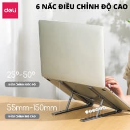 Thumbnail Giá Đỡ Laptop DELI - Hợp Kim Nhôm Điều Chỉnh Độ Cao 6 Nấc Tản Nhiệt Cho Máy Tính Bảng Macbook 4