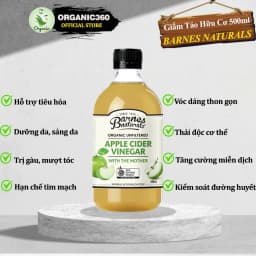Thumbnail Giấm Táo Hữu Cơ Có Giấm Cái BARNES NATURALS Organic Apple Cider Vinegar With The Mother 500ml & 1L 3