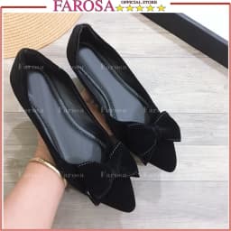 Thumbnail Giày bệt búp bê nữ nữ mũi nhọn FAROSA phối nơ nhung xinh xắn êm chân mã B4 2