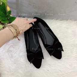 Thumbnail Giày bệt búp bê nữ nữ mũi nhọn FAROSA phối nơ nhung xinh xắn êm chân mã B4 3