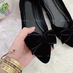 Thumbnail Giày bệt búp bê nữ nữ mũi nhọn FAROSA phối nơ nhung xinh xắn êm chân mã B4 4