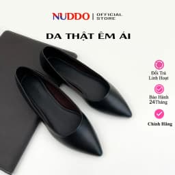 Thumbnail Giày Búp Bê Bệt Nữ Mũi Nhọn Da Thật, Guốc Nữ Đế Bằng Thiết Kế Basic Siêu Êm NUDDO NT009 1