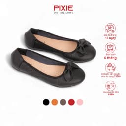 Thumbnail Giày Búp Bê Da Thật Đế Bệt Siêu Êm Gắn Nơ Pixie X424 1