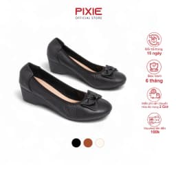 Thumbnail Giày Búp Bê Đế Xuồng 5cm Da Thật Êm Chân Màu Đen Pixie X461 1