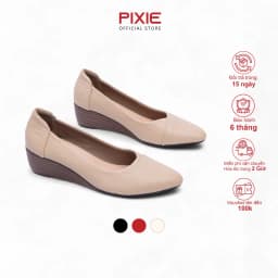 Thumbnail Giày Búp Bê Đế Xuồng Da Thật Mũi Nhọn Đế Đen Pixie X783 1