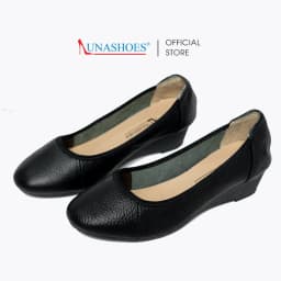 Thumbnail Giày búp bê đế xuồng nữ 3p LUNASHOES 2510 mũi vuông không có nơ da bò mềm êm chân tiếp viên hàng không 3