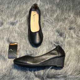 Thumbnail Giày búp bê đế xuồng nữ 3p LUNASHOES 2510 mũi vuông không có nơ da bò mềm êm chân tiếp viên hàng không 4