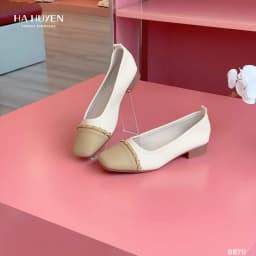 Thumbnail Giày búp bê nữ, giày bệt HÀ HUYỀN da lì đai ngang da xích gót vuông 2cm- BB711 1