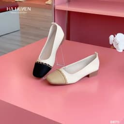 Thumbnail Giày búp bê nữ, giày bệt HÀ HUYỀN da lì đai ngang da xích gót vuông 2cm- BB711 3