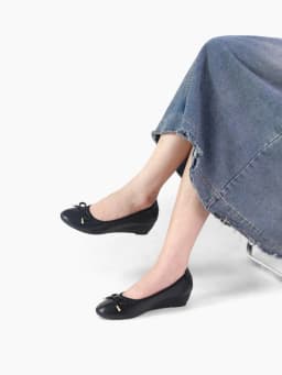 Thumbnail Giày Búp Bê Nữ Mũi tròn Đế Xuồng Basic Đính Nơ Da Thật Êm Mềm Cillie CG14 2