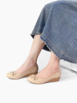 Thumbnail Giày Búp Bê Nữ Mũi tròn Đế Xuồng Basic Đính Nơ Da Thật Êm Mềm Cillie CG14 3
