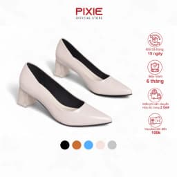 Thumbnail Giày Cao Gót 5cm Da Bóng Mũi Nhọn Đế Vuông Phối Mica Pixie P006 1