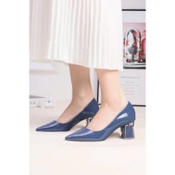 Thumbnail Giày Cao Gót 5cm Da Bóng Mũi Nhọn Đế Vuông Phối Mica Pixie P006 2