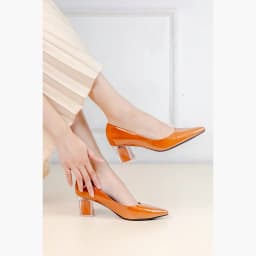 Thumbnail Giày Cao Gót 5cm Da Bóng Mũi Nhọn Đế Vuông Phối Mica Pixie P006 4