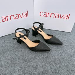 Thumbnail Giày cao gót bít mũi nhọn Carnaval gót vuông cao 5 phân mạ kim tuyến siêu sang - VS27 3