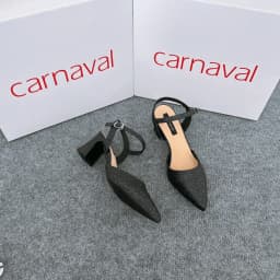 Thumbnail Giày cao gót bít mũi nhọn Carnaval gót vuông cao 5 phân mạ kim tuyến siêu sang - VS27 4