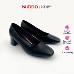 Thumbnail Giày Cao Gót Công Sở Nữ Đế Vuông 5cm, Giày Búp Bê Nữ Mũi Vuông Da Mềm NUDDO NU208 1