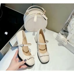 Thumbnail Giày cao gót đế vuông đính nơ thời trang hót trend FAROSA - C28 chất da bóng cực sang chảnh 4