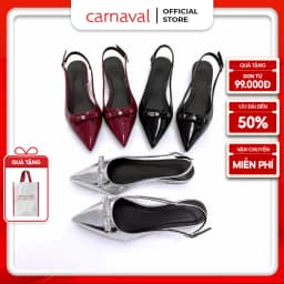 Thumbnail Giày Cao Gót Đế Bệt 2cm Khuyết Eo Mika Mũi Nhọn Đính Nơ Carnaval Siêu Sang - VS123 1