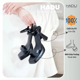 Thumbnail Giày Cao Gót Đế Vuông 9P Quai Ngang Đúp Trước 3P VENESSA HADU M967 Da PU Cao Cấp BH 12T 2