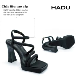 Thumbnail Giày Cao Gót Đế Vuông 9P Đúp Trước 2P Dây Chéo HADU M963 Da PU Cao Cấp Đế TPR Chống Trơn BH 12T 2