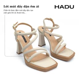 Thumbnail Giày Cao Gót Đế Vuông 9P Đúp Trước 2P Dây Chéo HADU M963 Da PU Cao Cấp Đế TPR Chống Trơn BH 12T 3