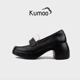 Thumbnail Giày Cao Gót Kumoo ALLISHEEL GCG-KUMO-012 Màu Đen Trắng Chất Da Nappa Dáng Mary Jane Đế LugSole 7cm 1