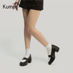 Thumbnail Giày Cao Gót Kumoo ALLISHEEL GCG-KUMO-012 Màu Đen Trắng Chất Da Nappa Dáng Mary Jane Đế LugSole 7cm 3