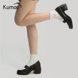Thumbnail Giày Cao Gót Kumoo ALLISHEEL GCG-KUMO-012 Màu Đen Trắng Chất Da Nappa Dáng Mary Jane Đế LugSole 7cm 4
