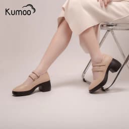 Thumbnail Giày Cao Gót Kumoo TATIANA HEELS g GCG-KUMO-013-B Màu Nude Dáng Mary Jane Chất Da Nappa Đế Vuông 7cm 3