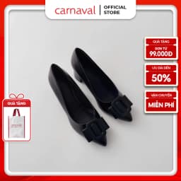 Thumbnail Giày Cao Gót Mũi Nhọn Đính Khóa Carnaval Gót Vuông 5cm Phong Cách Công Sở Sang Trọng - VS77 1