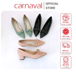 Thumbnail Giày cao gót mũi nhọn đính nơ Carnaval siêu xinh gót vuông cao 4cm - VS62 1