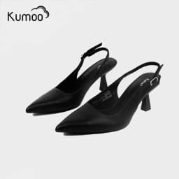 Thumbnail Giày Cao Gót Mũi Nhọn KUMOO JESSI HEEL Giày Slingback GCG-KUMO-022-A Màu Đen Da Thật Vừa Vặn Mềm Mại 2