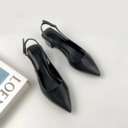 Thumbnail Giày Cao Gót Nữ 3 Phân Mũi Nhọn Dáng Slingback, Guốc Nữ Đế Vuông Kín Mũi Sang Trọng NU223 1