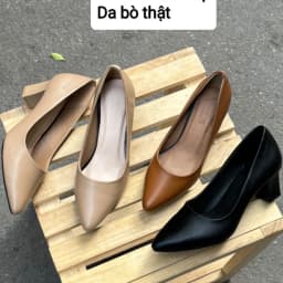 Thumbnail Giày cao gót nữ 5 phân LUNASHOES 5006 mũi nhọn gót vuông da bò mềm êm chân dễ phối đồ bảo hành 2 năm 4