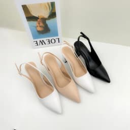 Thumbnail Giày Cao Gót Nữ Bít Mũi 7 Phân Mũi Nhọn, Guốc Đế Vuông 7cm Dáng Slingback Hở Gót Công Sở NUDDO N888 1