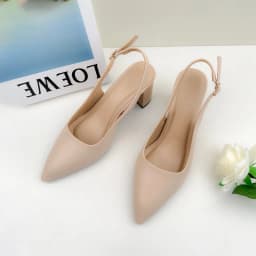 Thumbnail Giày Cao Gót Nữ Bít Mũi 7 Phân Mũi Nhọn, Guốc Đế Vuông 7cm Dáng Slingback Hở Gót Công Sở NUDDO N888 4