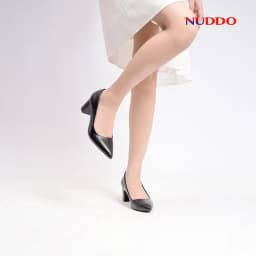 Thumbnail Giày cao gót nữ bít mũi công sở 5 phân, guốc mũi nhọn đế vuông 5cm da mềm NUDDO _N502A 4