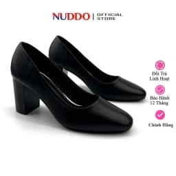 Thumbnail Giày Cao Gót Nữ Công Sở Da Mềm Đế Vuông 7p, Guốc Nữ Cao Cấp Mũi Vuông Basic Dễ Phối Đồ NUDDO N700 1
