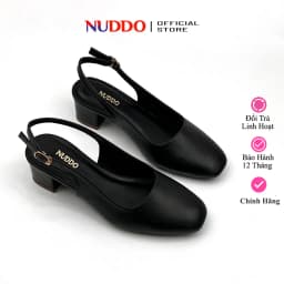 Thumbnail Giày cao gót nữ đế vuông 3 phân mũi vuông da mềm dáng slingback quai hậu sang trọng Nuddo_N333 1