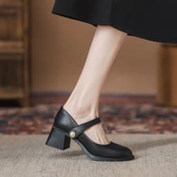 Thumbnail Giày cao gót nữ đế vuông 5.5cm  mũi tròn kiểu dáng sang trọng 3