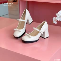 Thumbnail Giày cao gót nữ, giày mary jane đế cao HÀ HUYỀN da bóng quai ngang gót vuông 7cm - CG1365 2