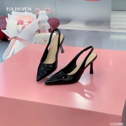 Thumbnail Giày cao gót nữ HÀ HUYỀN bóng trơn mũi nhọn quai hậu gót nhọn 7cm - CG2386 2