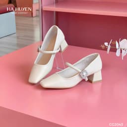 Thumbnail Giày cao gót nữ HÀ HUYỀN da lì mũi vuông quai ngang khóa đá chữ nhật gót vuông 5cm - CG2043 2
