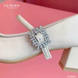 Thumbnail Giày cao gót nữ HÀ HUYỀN da lì mũi vuông quai ngang khóa đá chữ nhật gót vuông 5cm - CG2043 3