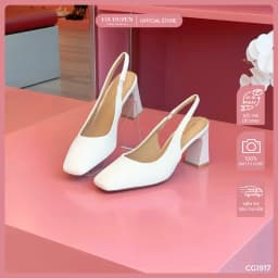 Thumbnail Giày cao gót nữ HÀ HUYỀN da lì mũi vuông trơn quai hậu gót dẹt 8cm - CG1917 1